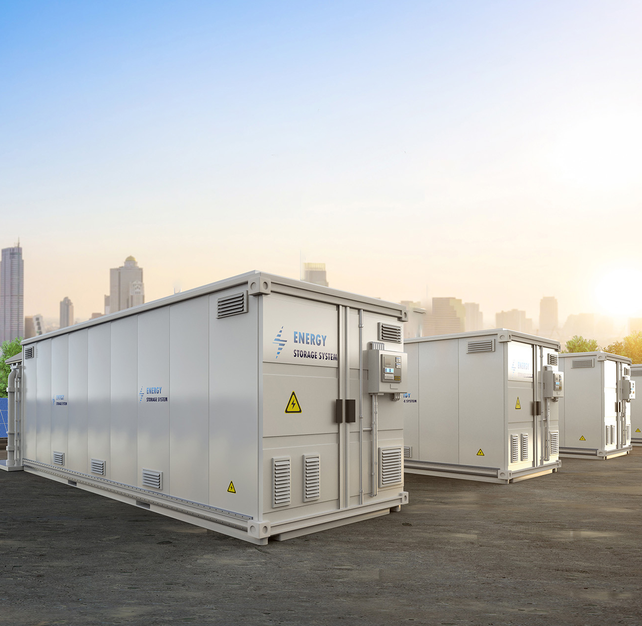 A generic battery energy storage system (BESS) stored in a lot