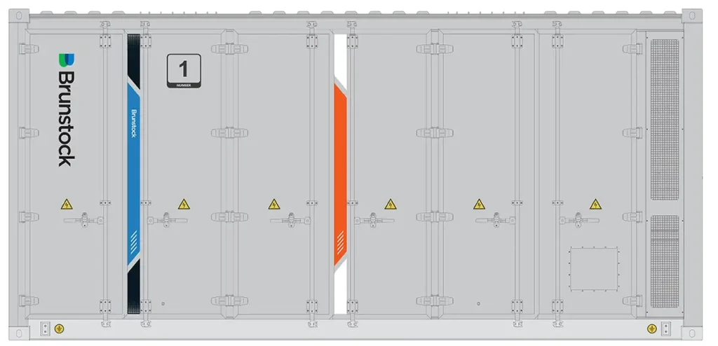 A drawing of the front of one of our BESS containers made by Brunstock